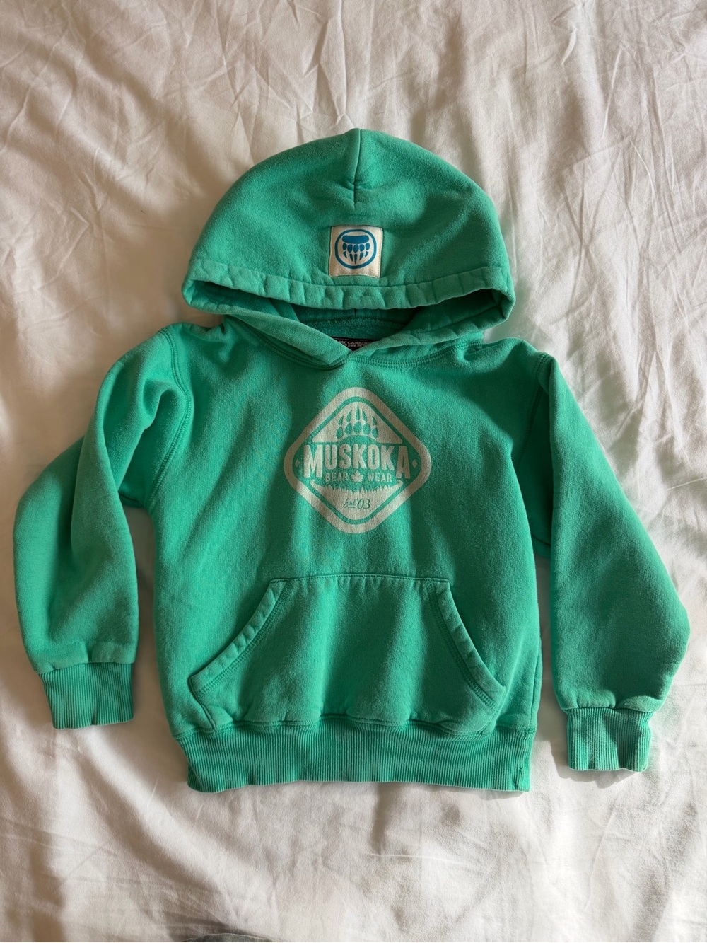 Muskoka Kids' Teal Hooded Sweatshirt, size XS(5T)